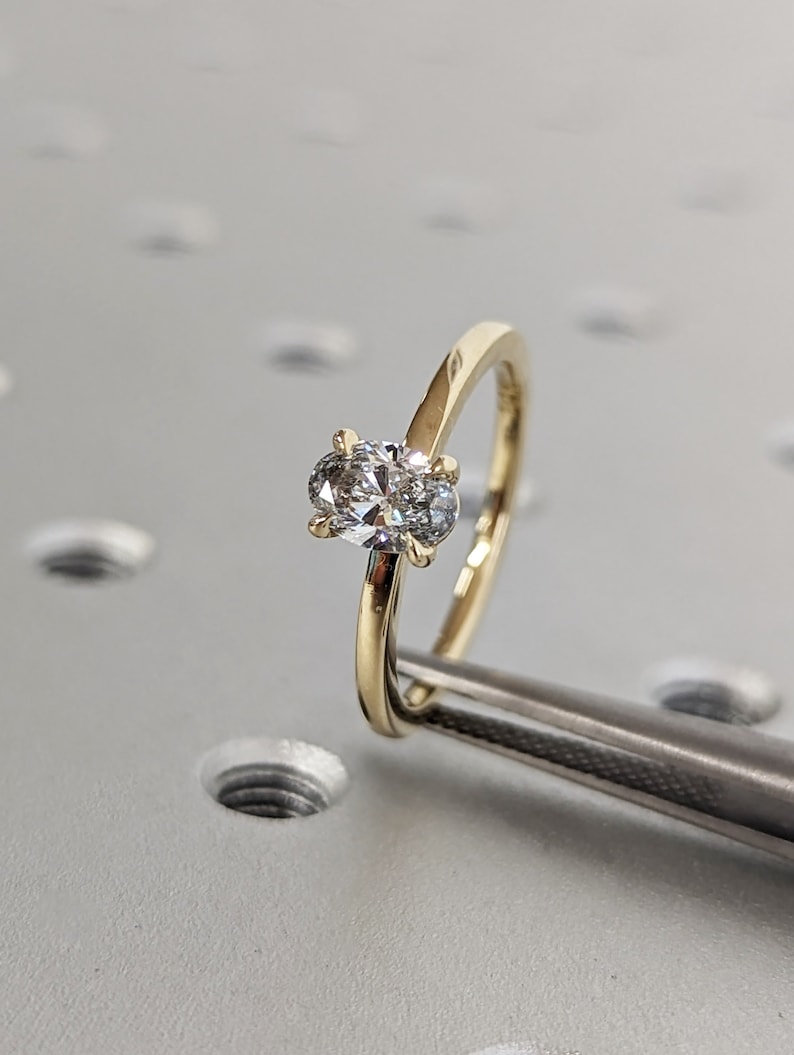 Talon Prong 0.5ct Oval Lab Diamond 14K Yellow Gold Solitaire Promise Ring