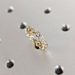 14k 18k Gold Full Diamond Moissanite Eternity Ring, Stackable Ring ...