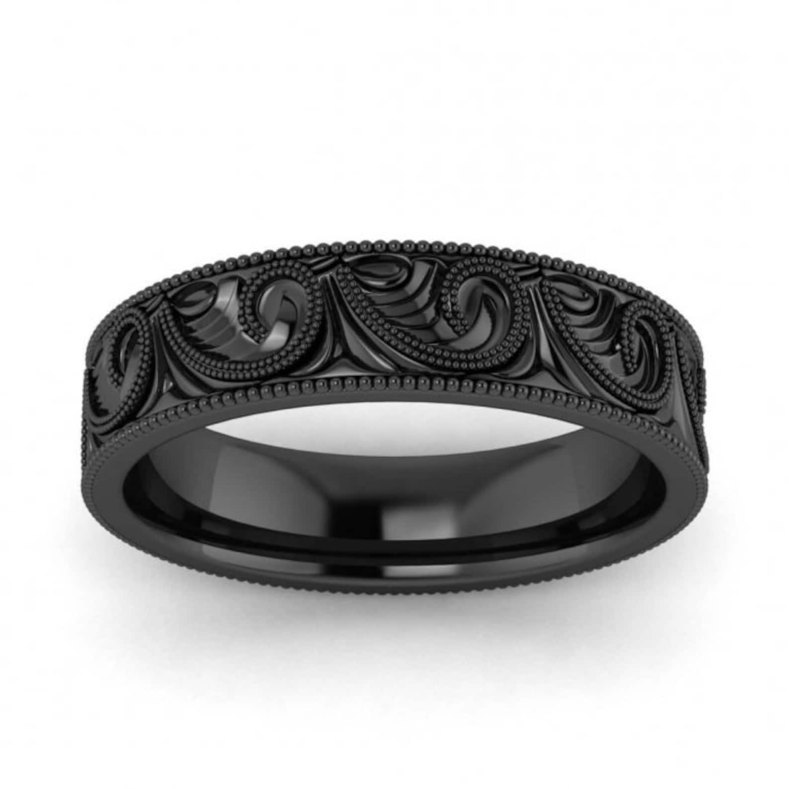 Unique Engraved Wedding Ring Art Deco Scroll Style Wedding Etsy