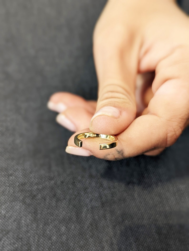 Open Wedding Band Simple Plain Ring Solid Gold Band Etsy