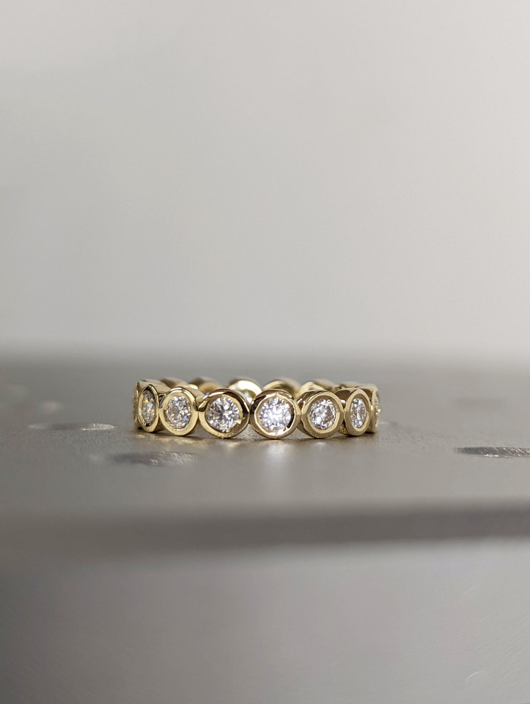 14k 18k Gold Full Diamond Moissanite Eternity Ring, Stackable Ring ...