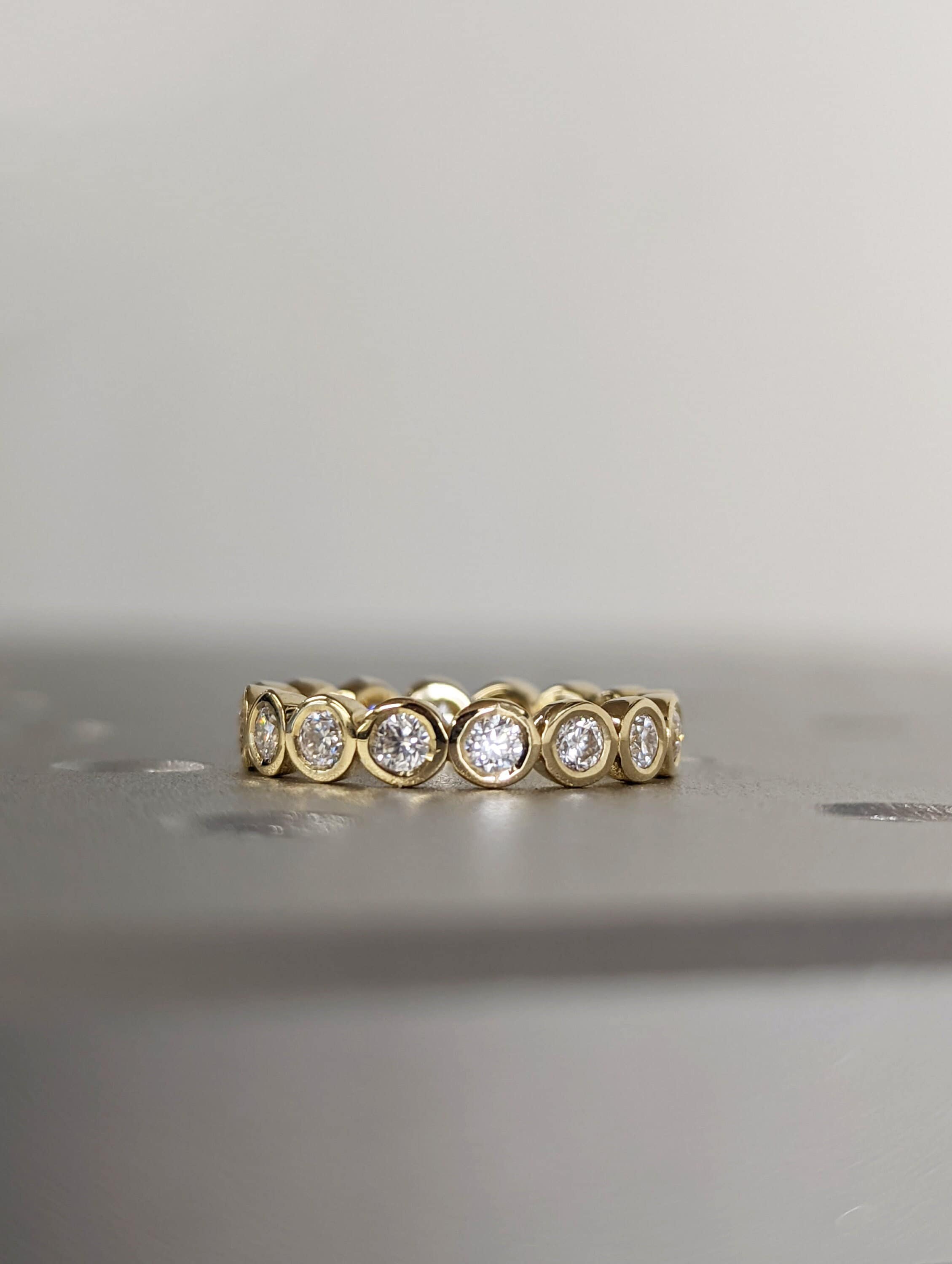14k 18k Gold Full Diamond Moissanite Eternity Ring, Stackable Ring ...