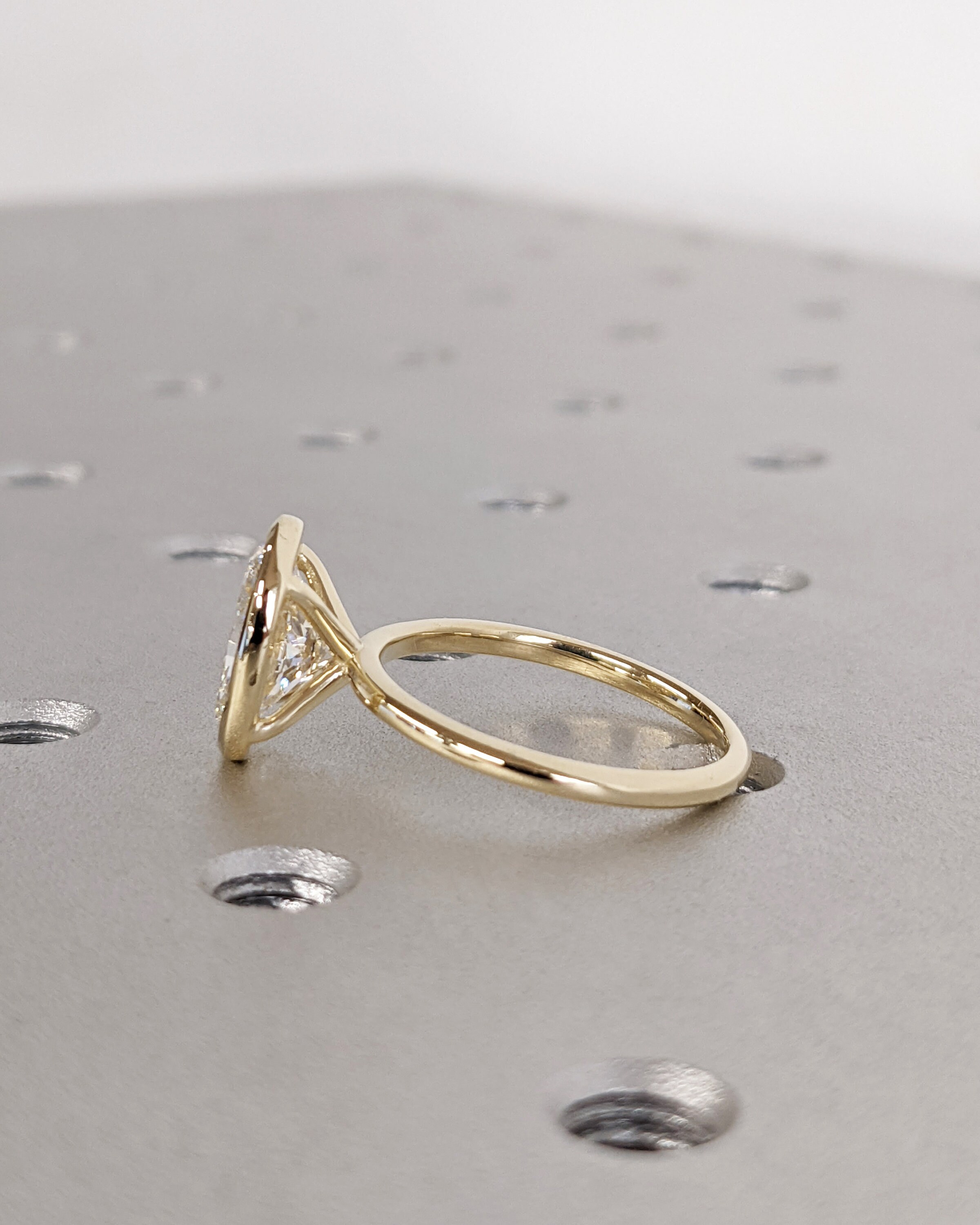 Oval Cut Moissanite Solitaire Ring, 14K Yellow Gold Engagement Ring ...