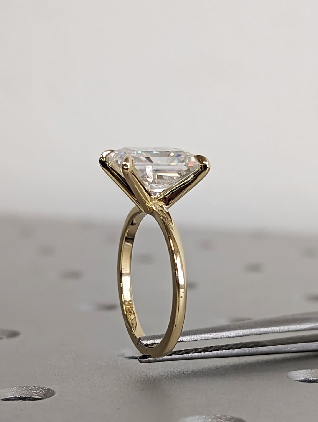 Solitaire Lab Diamond 3ct Radiant Cut Lab Diamond Solitaire, 14K Yellow Gold Engagement Ring ...