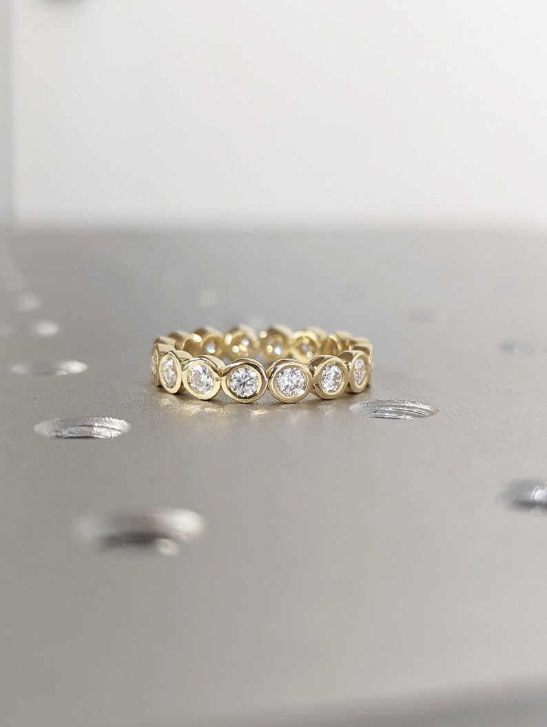 14k 18k Gold Full Diamond Moissanite Eternity Ring Stackable | Etsy