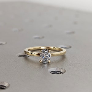 Talon Prong 0.5ct Oval Lab Diamond 14K Yellow Gold Solitaire Engagement Ring
