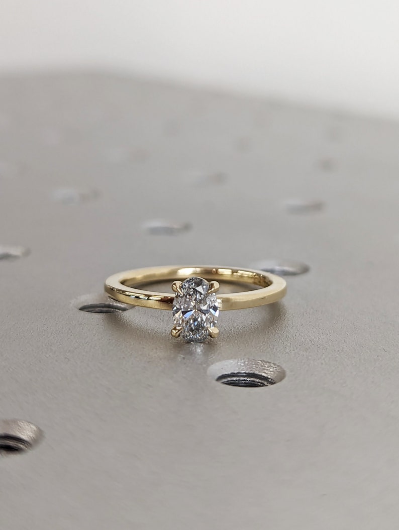 Talon Prong 0.5ct Oval Lab Diamond 14K Yellow Gold Solitaire Engagement Ring