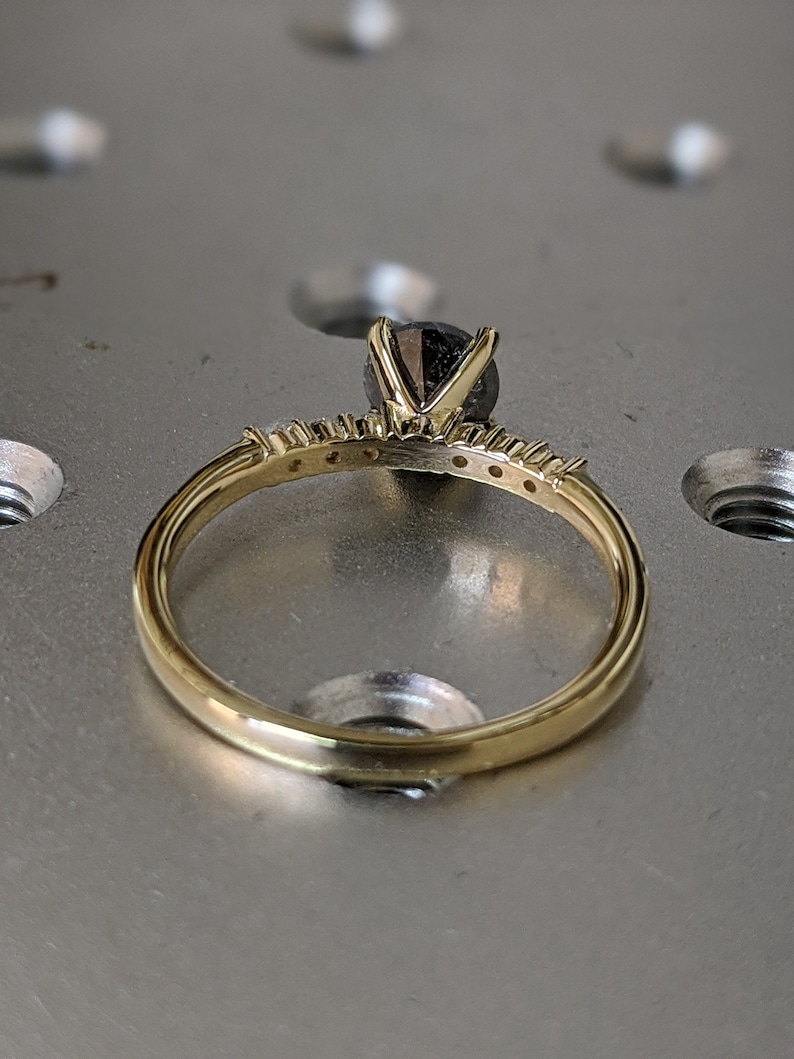 Black Salt and Pepper Diamond Ring Rose Cut Salt and Pepper Etsy