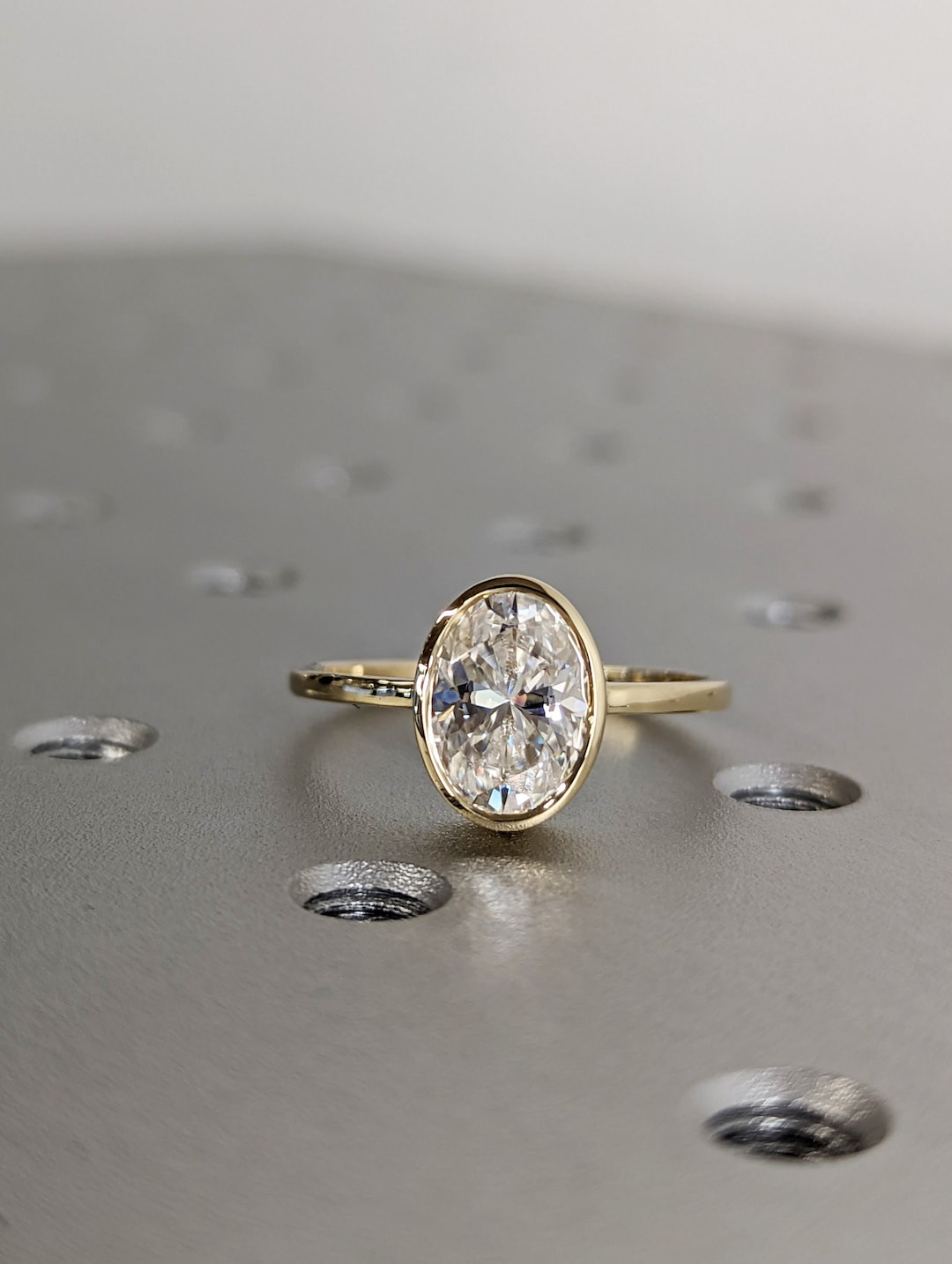 Oval Moissanite Bezel Set Ring | 2 CT Oval Colorless Moissanite ...