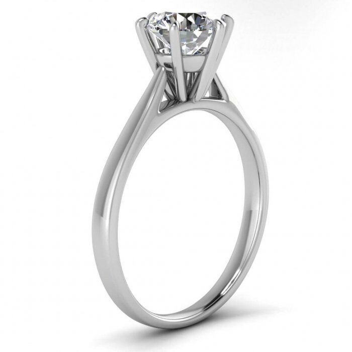 White Gold High Setting Engagement Ring High Profile Setting Thin