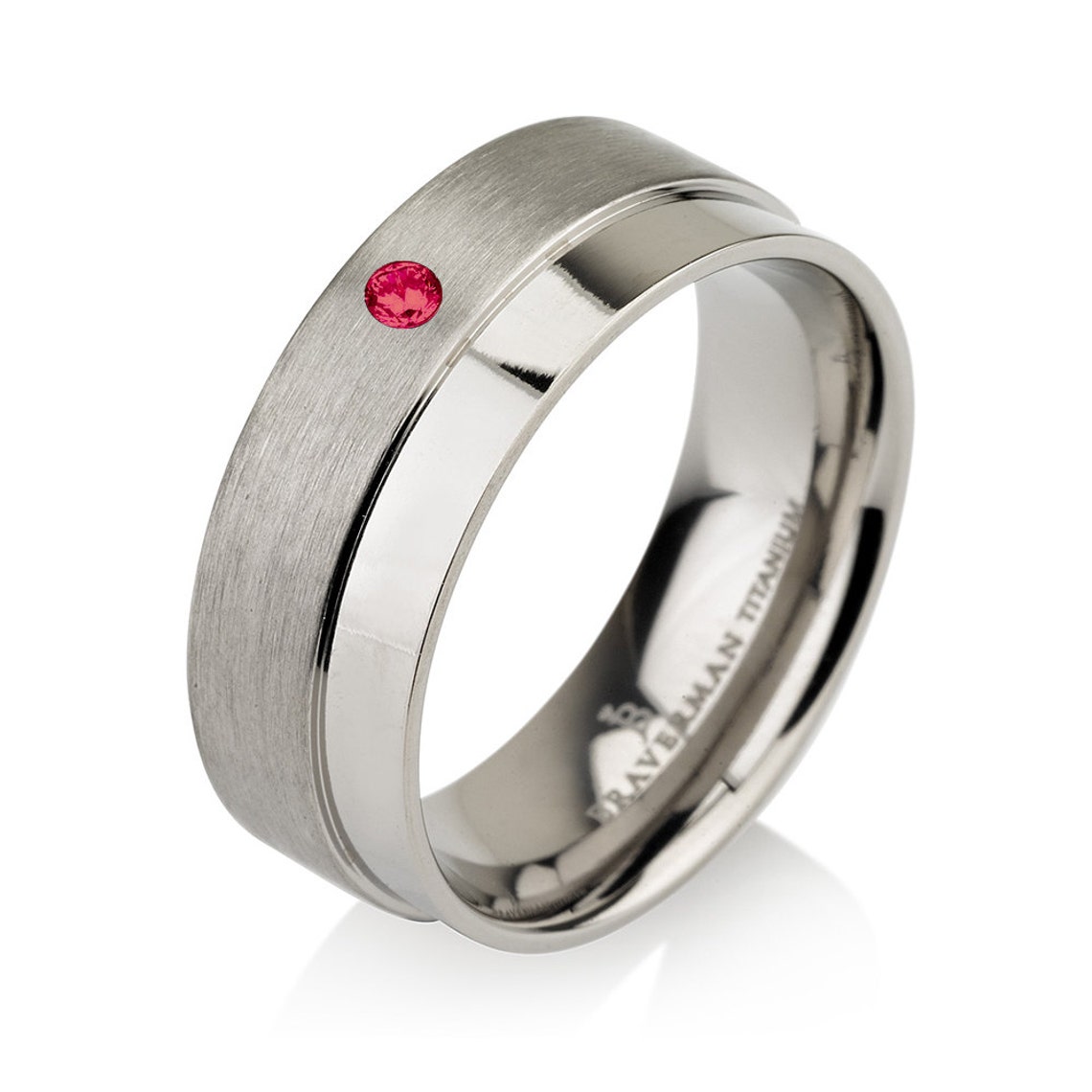 Mens Wedding Bands Titanium Wedding Band Red Ruby Band Red