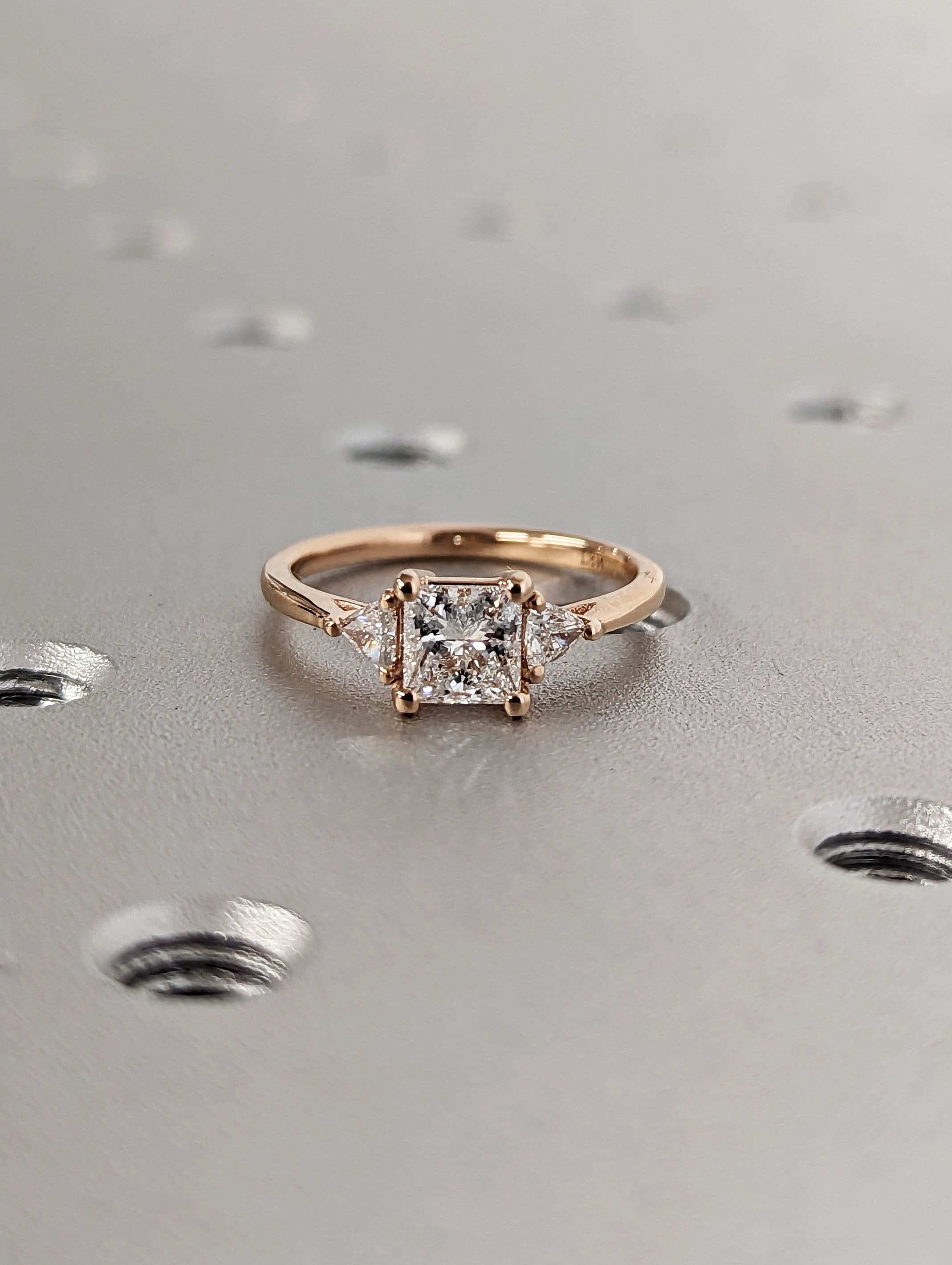 Princess Cut Lab Diamond Ring- 18K Rose Gold- 0.5CT Gemstone 