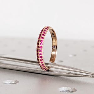 Ruby Ring For Woman, Minimalist 14K Rose Gold Wedding Band, Matching Ring For Her, July Birthstone Engagement Ring, Vintage Red Ruby Jewelry