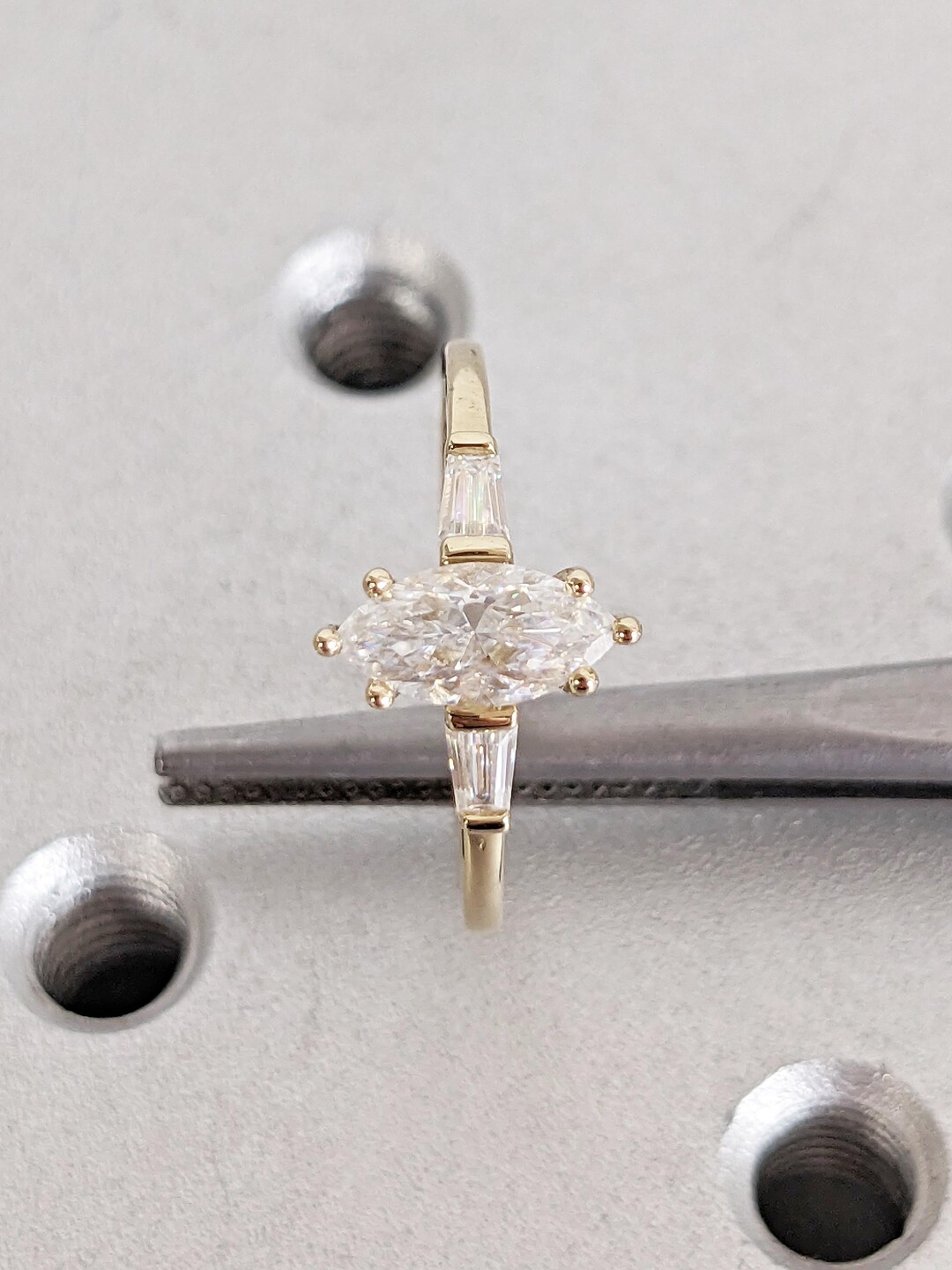 Marquise Cut Lab Grown Diamond Engagement Ring, 14k Solid Gold Womens ...