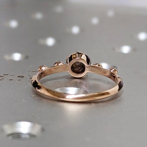 Salt Pepper Diamond Ring, Grey Rose Cut Diamond Ring, Diamond Engagement Ring, Rose Gold Unique Diamond Ring, Diamond Wedding Ring image 6