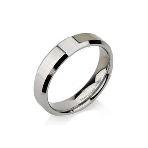 Tungsten Wedding Band,Tungsten Carbide,Beveled Edges,High Polish,Anniversary Ring,Engagement Ring,His,Hers,Handmade,5mm