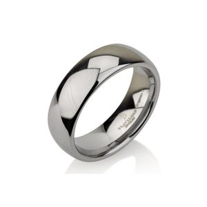 Domed Natural Tungsten Ring Mens Wedding Band Ring, 6 mm, White Tungsten band all Sizes Comfort Fit Shiny Polished