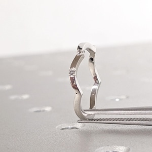 Natural Salt and Pepper Diamond Ring Platinum Ring | Unique Women Wedding Ring | Thin Gold Ring | Tiny Round Diamond Ring | Gift for Her