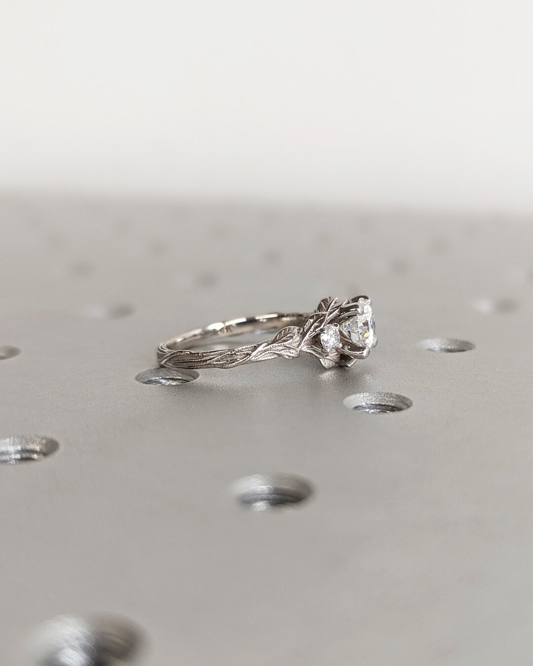 Leaf Vine Branch White CZ Polished Ring - .925 Sterling Silver Band, Sizes 4-10, Genuine Sterling Silver Jewelry - View #7