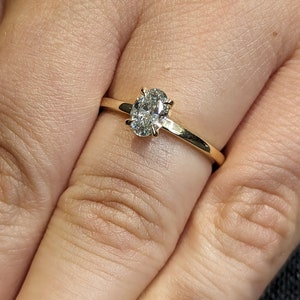 Solitaire Oval cut 0.5ct Lab Diamond 14K Yellow Gold Talon Prong Promise Ring