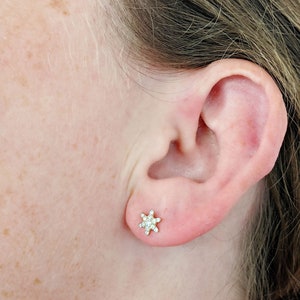 14Kt Gold Diamond Earrings, Cluster Diamond Earrings, Natural Diamond Earrings, Diamond Stud Earrings, 2 Earrings Pair
