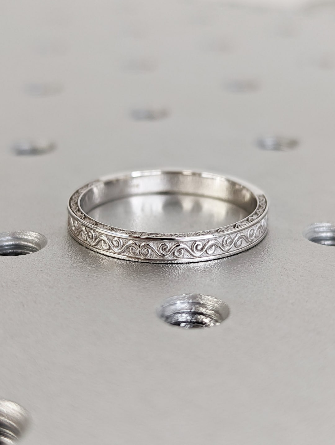 Plain Gold Wedding Band Vintage White Gold Wedding Band Women Filigree