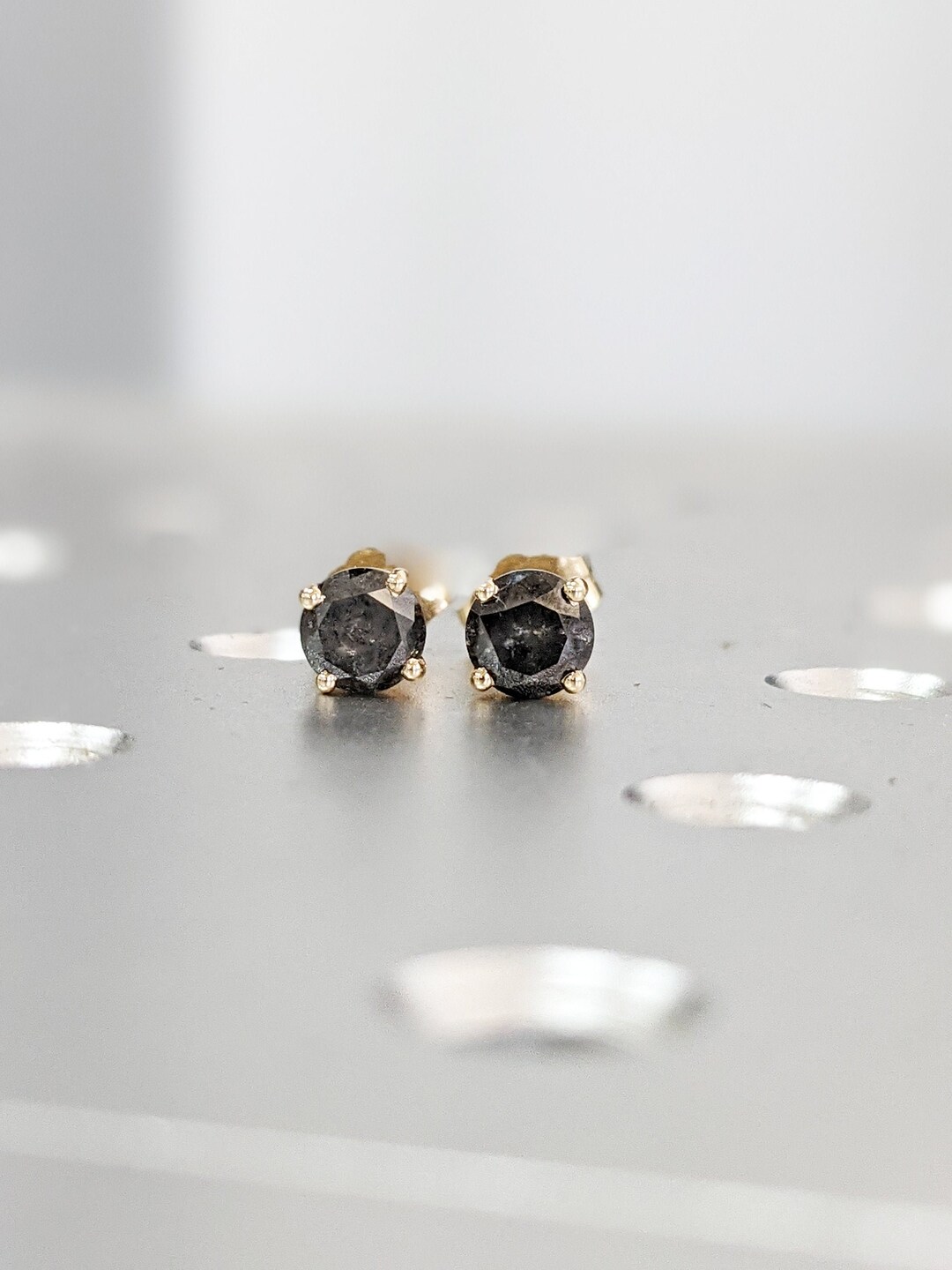 Salt and Pepper Diamond Stud Earrings, Salt and Pepper Diamond Earrings