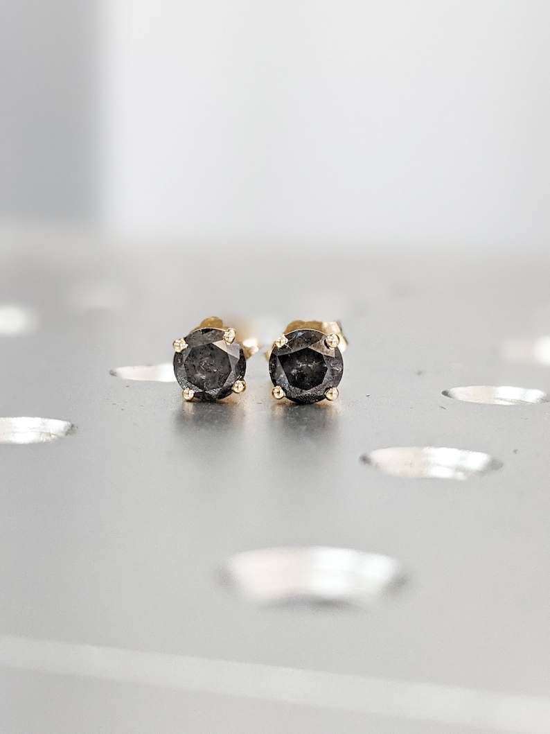 Salt and Pepper Diamond Stud Earrings Salt and Pepper Diamond Etsy