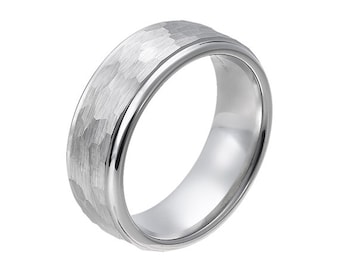 SALE! Rare Mens Hammered Tungsten Carbide Mens Wedding Band Ring  8mm 6-16 Half Sizes Custom Engraved Comfort Fit