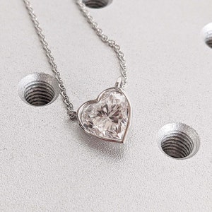 Bezel Set Heart Shape Moissanite Pendant