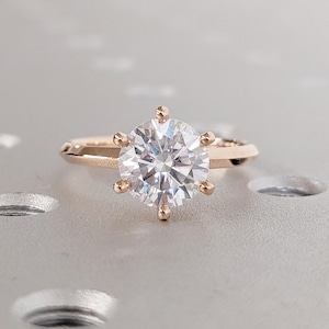 Lab Created Diamond Engagement Ring | Lab Grown Diamond Ring | Round Diamond Certified Lab Diamond Ring | Solitaire Ring | Classic Ring