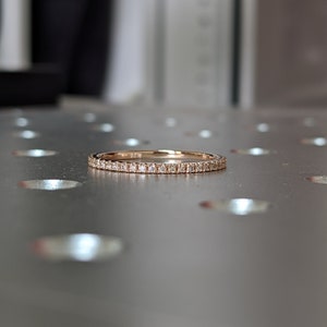 Micro Pave Eternity Diamond Ring / 14k Gold Micro Pave Wedding Ring / Eternity Stacking Ring / 1.5MM Ring / Rose Gold Wedding Band
