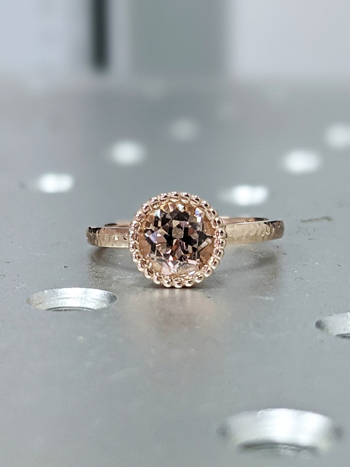 Hammered Bezel Set Ring Engagement Ring Etsy