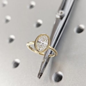 2CT Oval Cut Moissanite Solitaire Ring, 14K Yellow Gold Engagement Ring ...