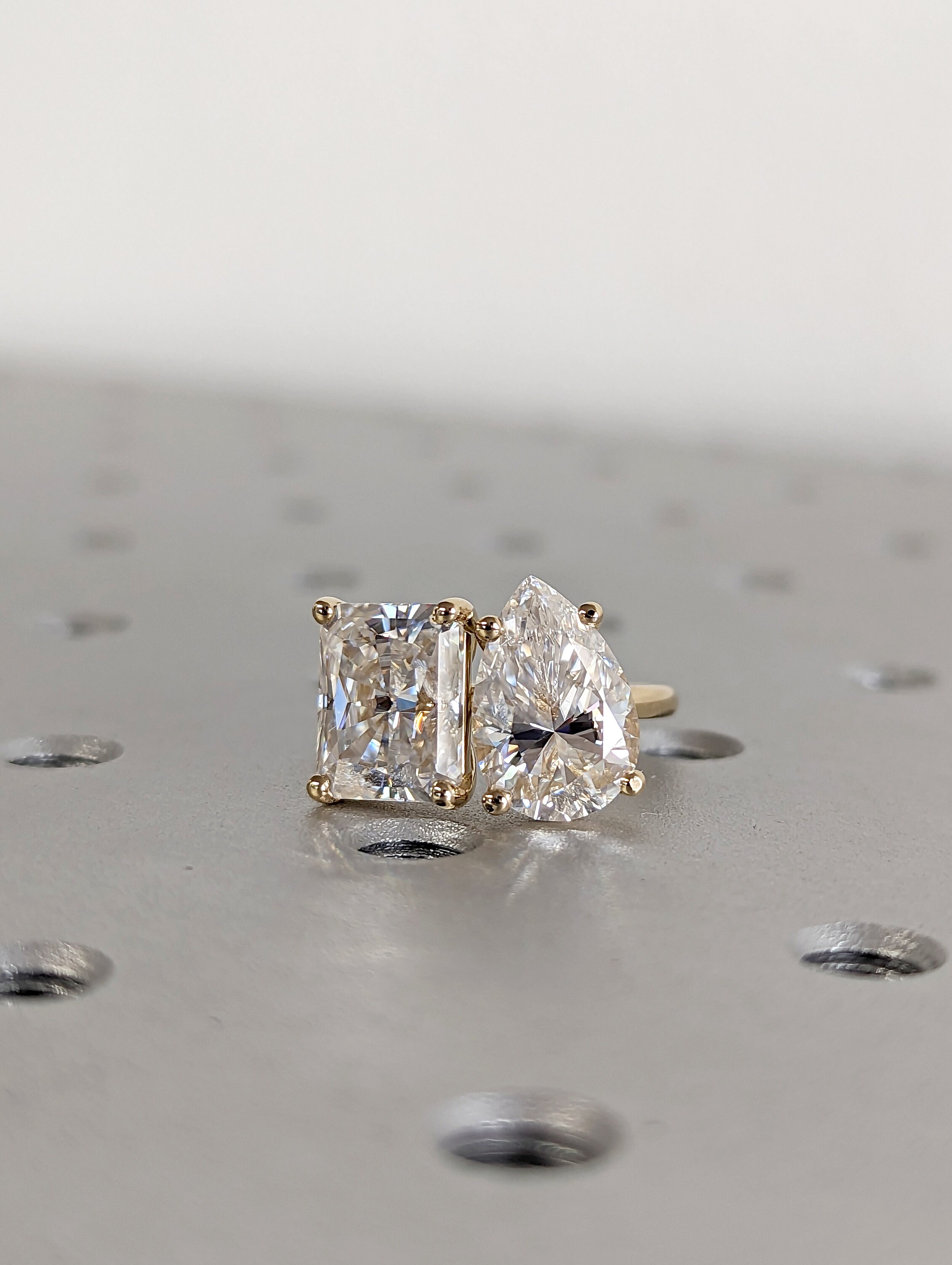 3 Carat Double Stone Engagement Ring Pear Cut and Radiant Cut 3 Carat Double Stone Engagement Ring Pear Cut and Radiant Cut