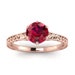 14k Rose Gold Corinne Scrollwork Engraving Ruby Ring, Wave Engraving ...