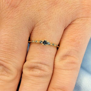 Unique Blue Sapphire Engagement Ring | 14k Gold Minimalist Engagement Ring | Promise Ring for Her | Thin Gold Ring | Small Sapphire Ring