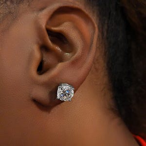 VVS Moissanite Earrings for Her | Round Studs Moissanite Solitaire Earrings | Platinum Earrings | Screw Back Earring | Women Wedding Earring
