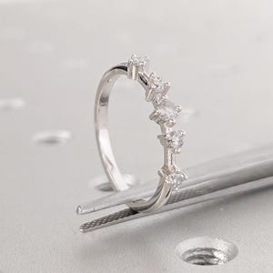 Grey Salt and Pepper Diamond Wedding Ring, 14k White Gold Ring, Diamond Unique Wedding Band, Gift for Women, Art Deco Promise Ring for Her