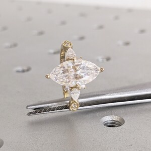 Lab Grown Diamond Ring, Unique Solid Gold Engagement Ring, Marquise Ring, Statement Rings for Women, Lab Created Diamond, Best Gift for Mom