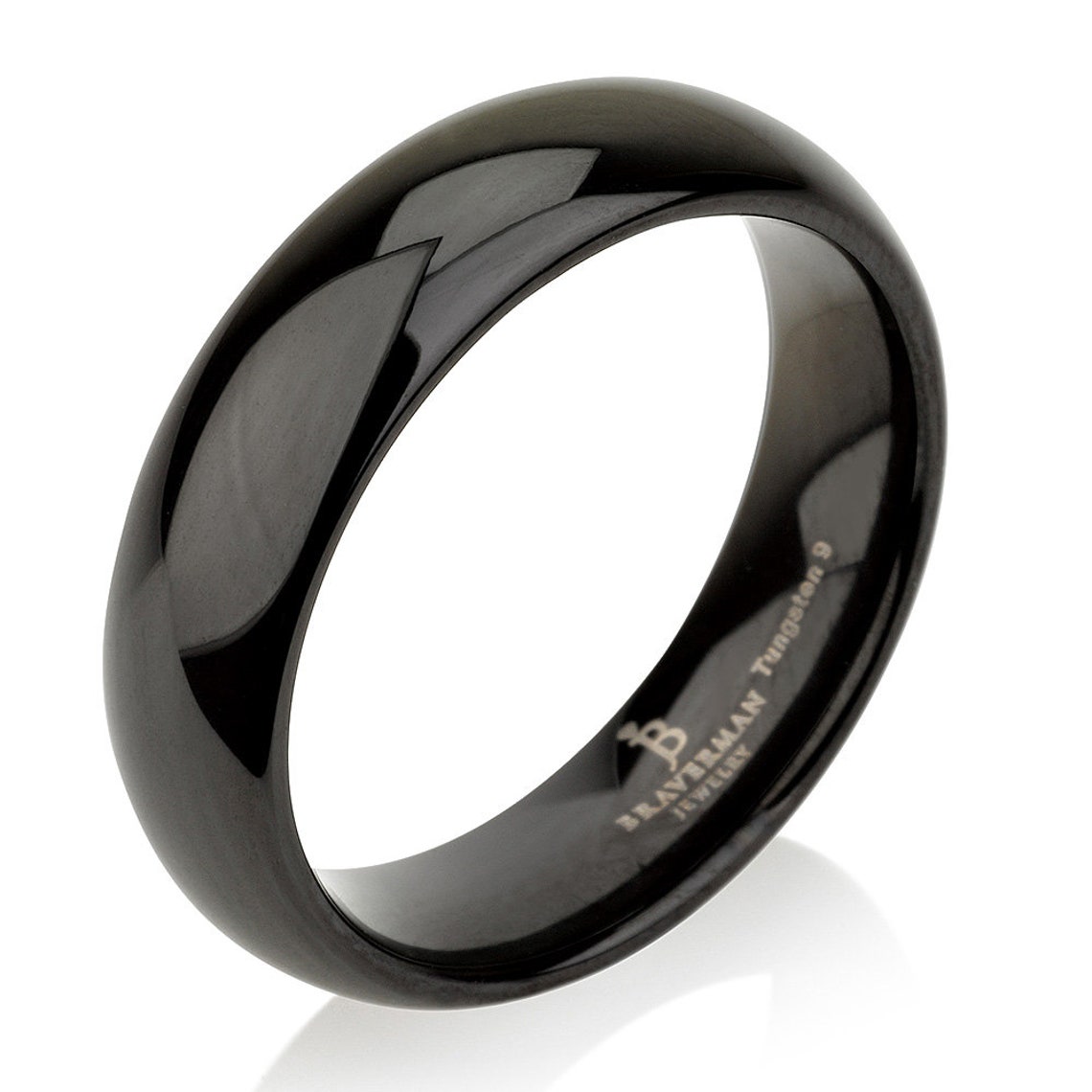 Black Domed Tungsten Ring Mens Wedding Band Ring 5 mm