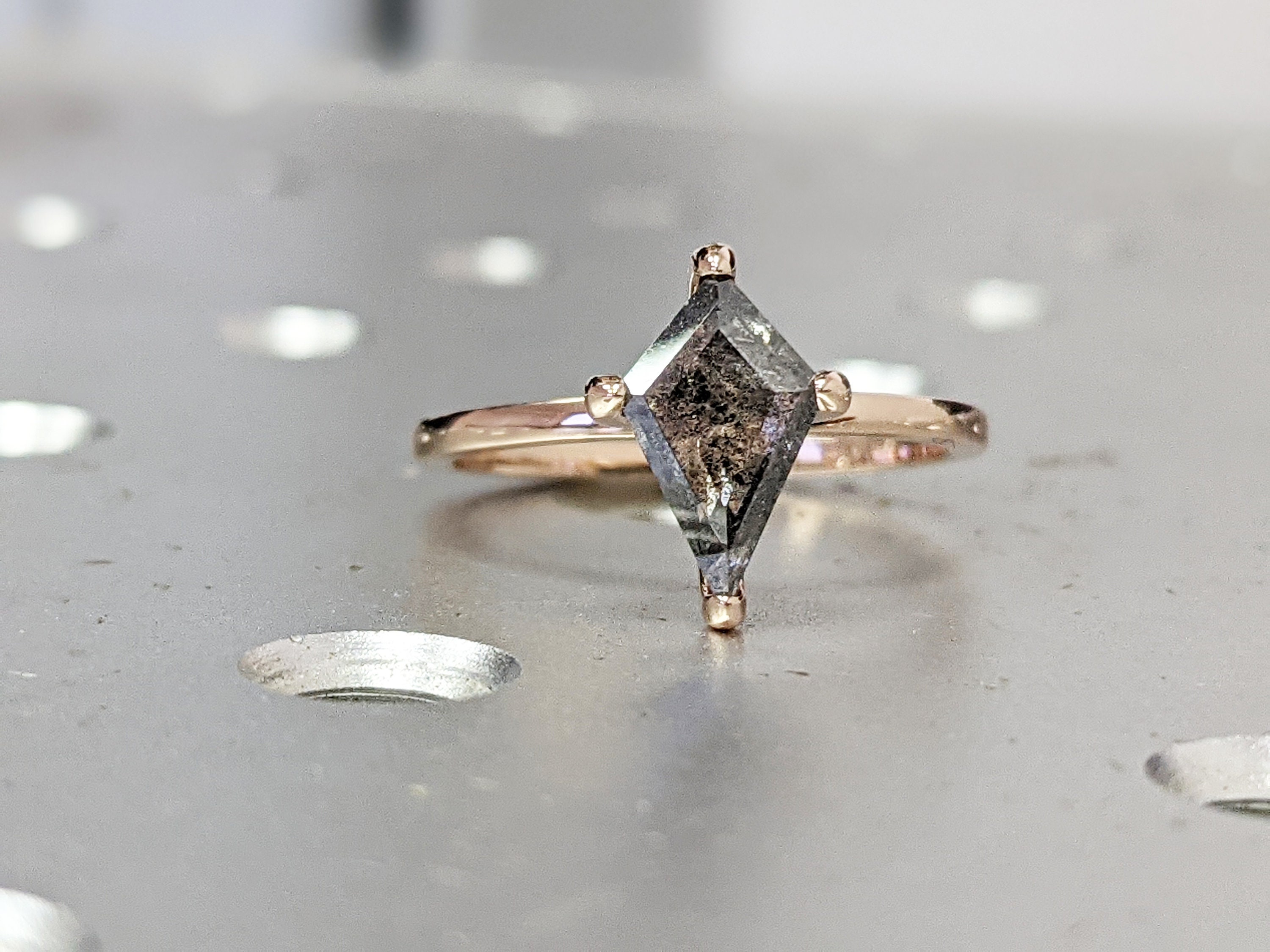 1920's Raw Salt and Pepper Diamond Ring