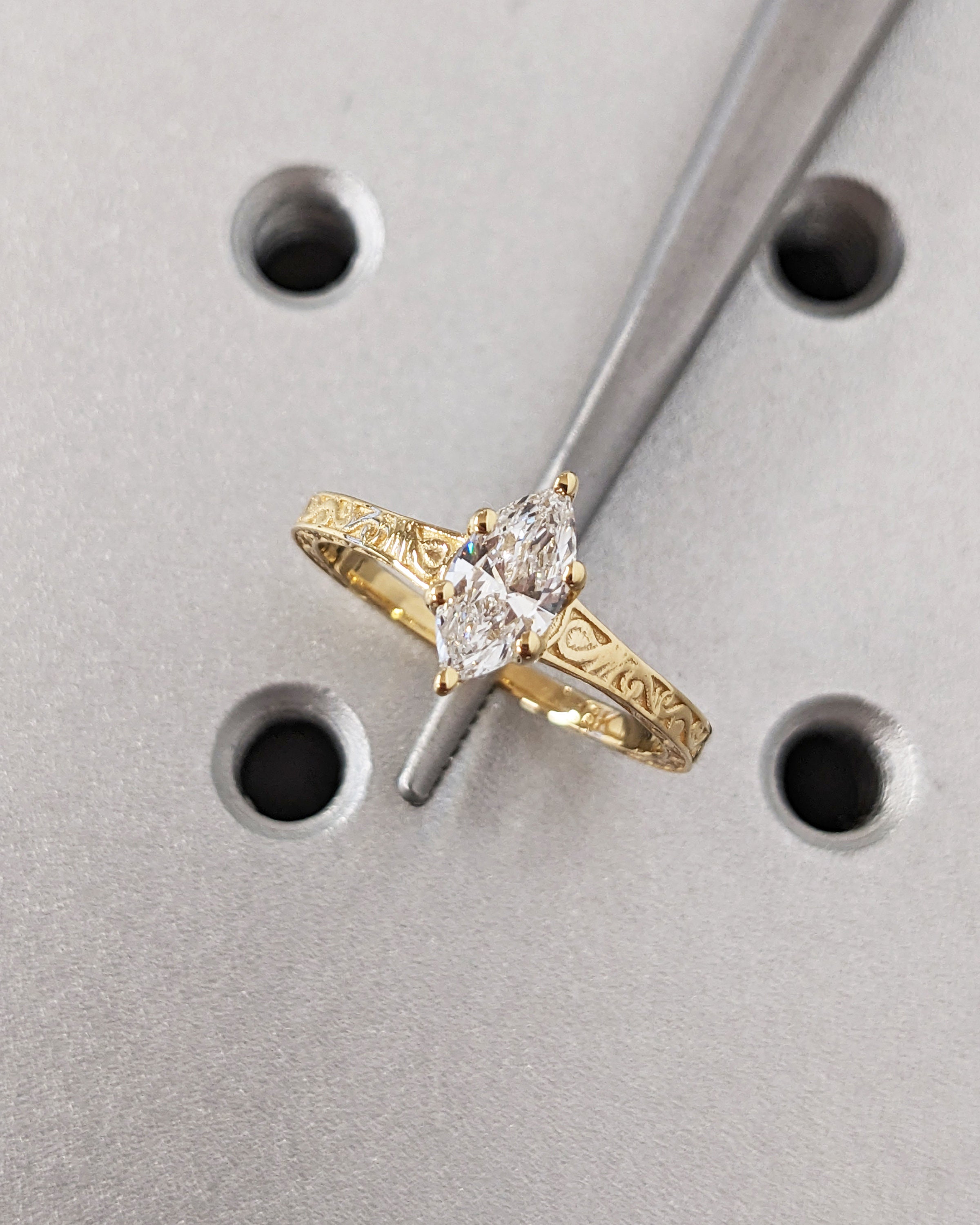 Marquise Cut Lab Diamond Ring Vintage Diamond Engagement Ring Solid ...