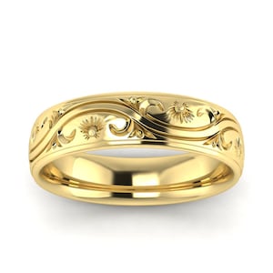 Paisley 14K 18K Solid Gold Wedding Ring for Men & Women - Etsy