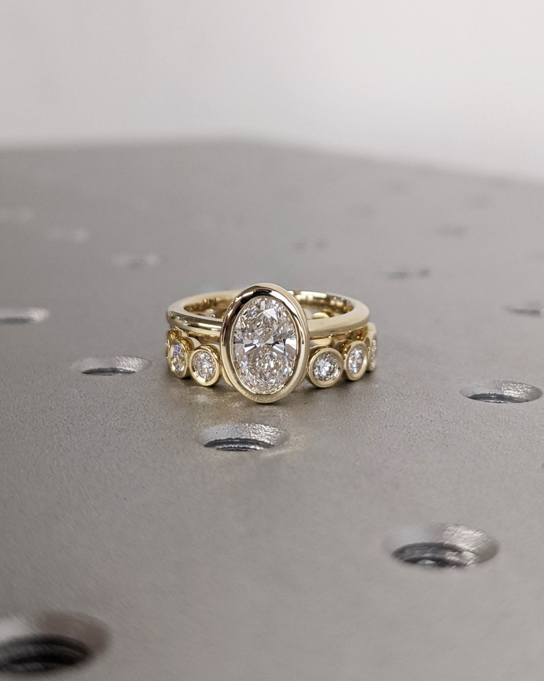 Oval Cut Moissanite Solitaire Ring, 14K Yellow Gold Engagement Ring ...