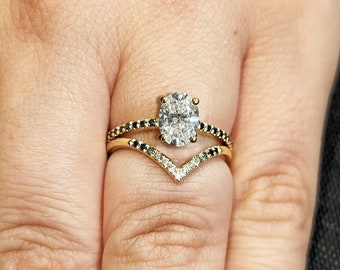Vintage Moissanite anillo de compromiso conjunto único anillo de compromiso de oro amarillo conjunto delicado diamante nupcial conjunto promesa anillo regalo de aniversario