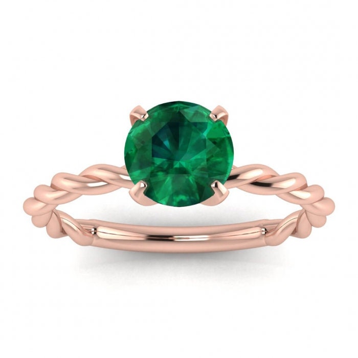 White Gold Braided Band Emerald Engagement Ring Braided Band | Etsy