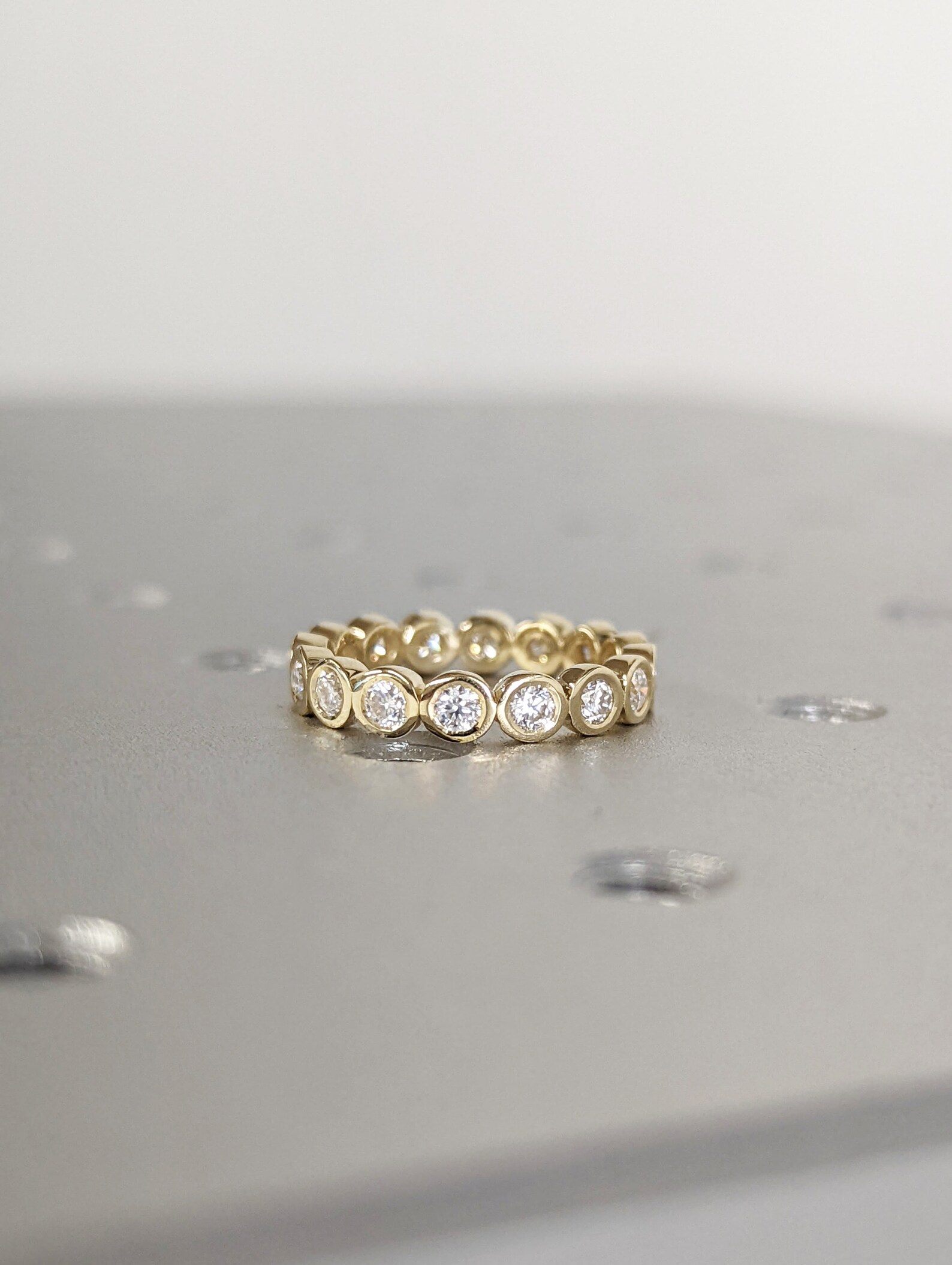 14k 18k Gold Full Diamond Moissanite Eternity Ring, Stackable Ring ...