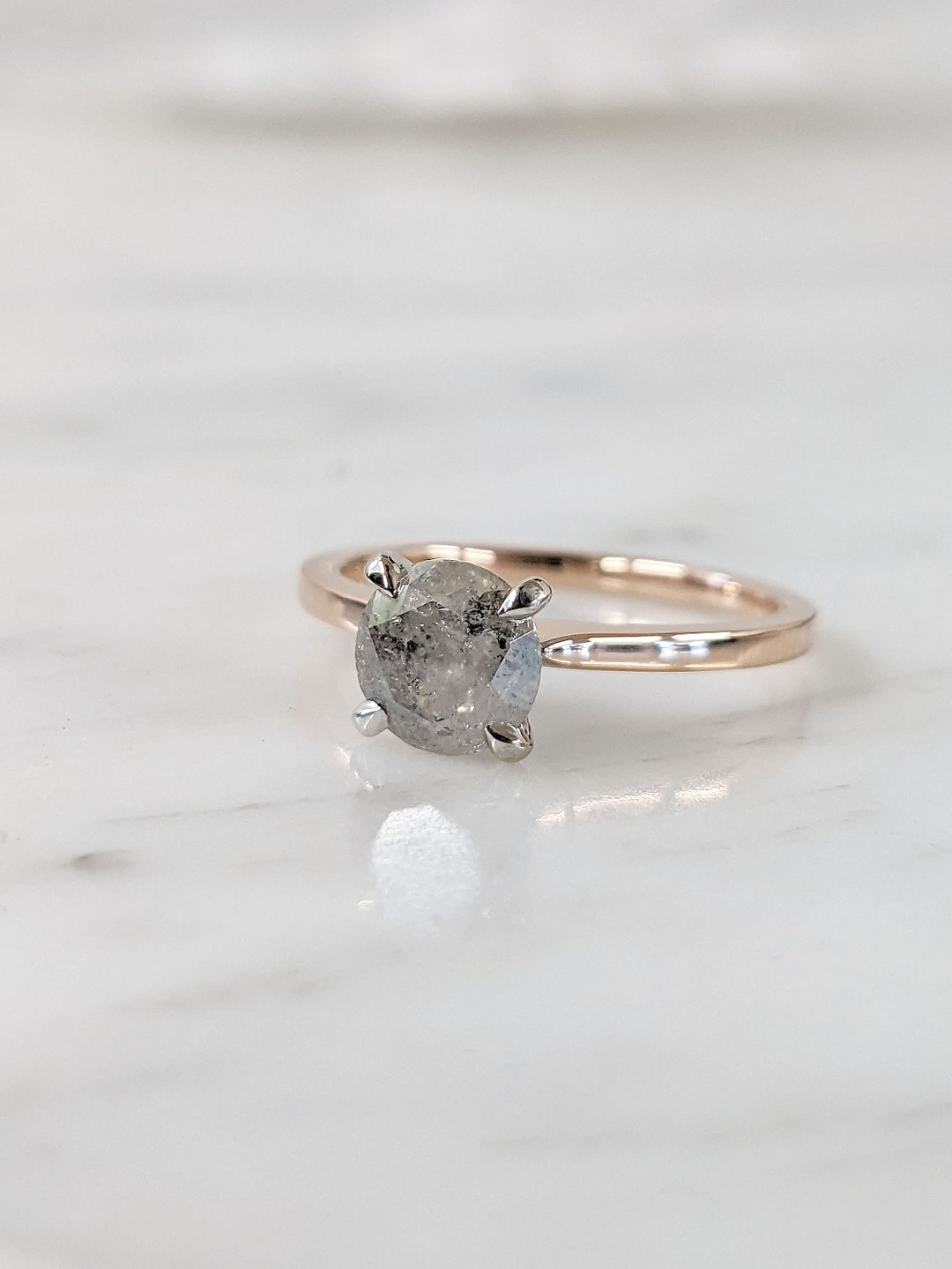 Two Tone Rose Gold Unique Proposal Ring | Talon Prong Set Salt and ...