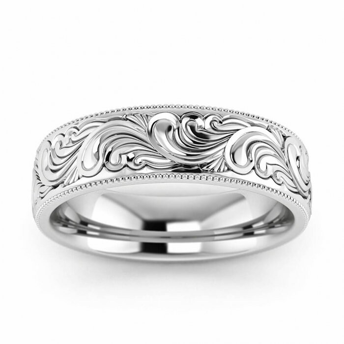 14k White Gold Feather Ring, Vintage, Antique, Feather